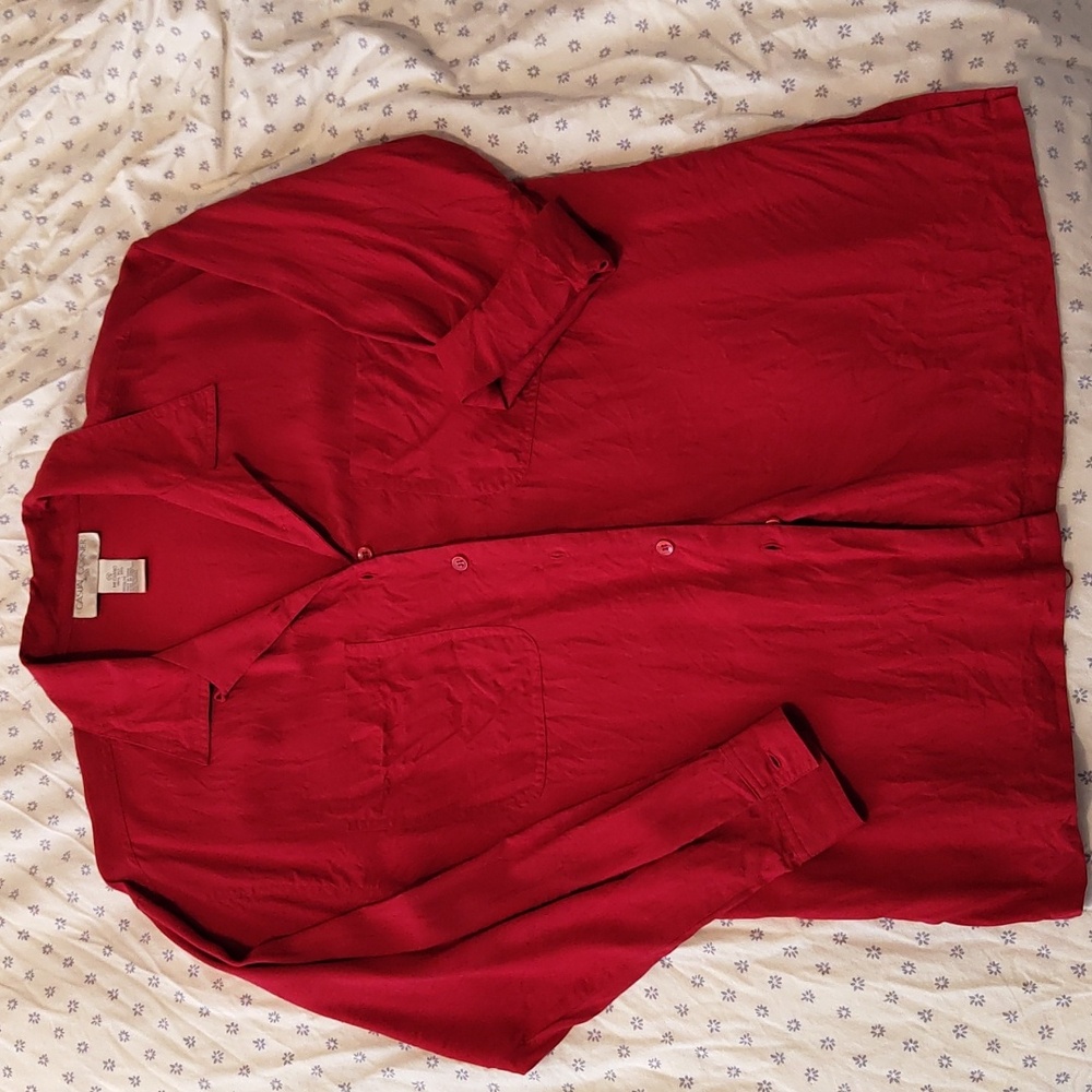 Vintage red silk top